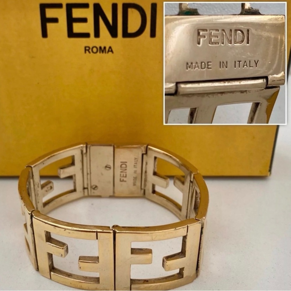 Fendi Gold Plated FF Zucca Bracelet